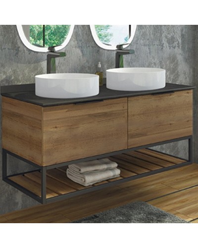 Тумба с раковинами Comforty Порто 120-2 00-00001287 подвесная Дуб темно-коричневый