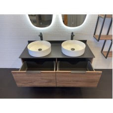 Тумба с раковинами Comforty Порто 120-2 00-00001287 подвесная Дуб темно-коричневый