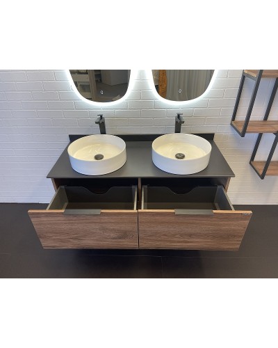 Тумба с раковинами Comforty Порто 120-2 00-00001287 подвесная Дуб темно-коричневый