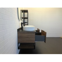 Тумба с раковинами Comforty Порто 120-2 00-00001287 подвесная Дуб темно-коричневый