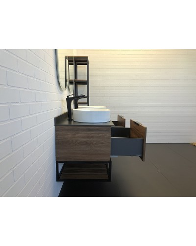 Тумба с раковинами Comforty Порто 120-2 00-00001287 подвесная Дуб темно-коричневый