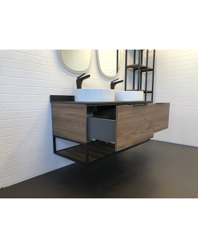 Тумба с раковинами Comforty Порто 120-2 00-00001287 подвесная Дуб темно-коричневый