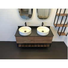 Тумба с раковинами Comforty Порто 120-2 00-00001287 подвесная Дуб темно-коричневый