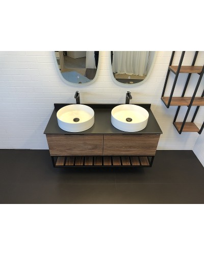 Тумба с раковинами Comforty Порто 120-2 00-00001287 подвесная Дуб темно-коричневый