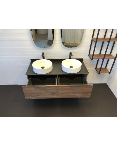 Тумба с раковинами Comforty Порто 120-2 00-00001287 подвесная Дуб темно-коричневый