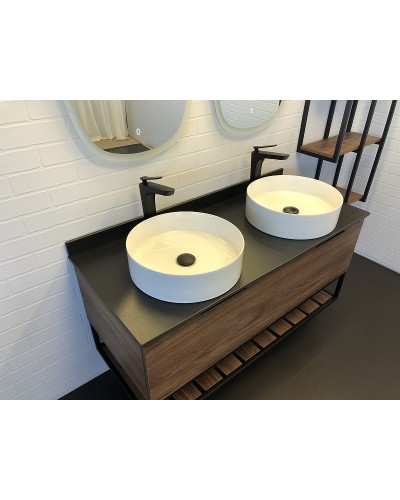 Тумба с раковинами Comforty Порто 120-2 00-00001287 подвесная Дуб темно-коричневый