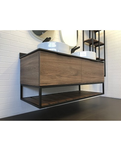 Тумба с раковинами Comforty Порто 120-2 00-00001287 подвесная Дуб темно-коричневый