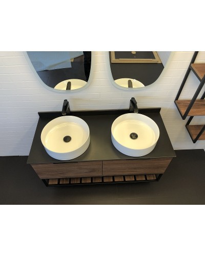 Тумба с раковинами Comforty Порто 120-2 00-00001287 подвесная Дуб темно-коричневый