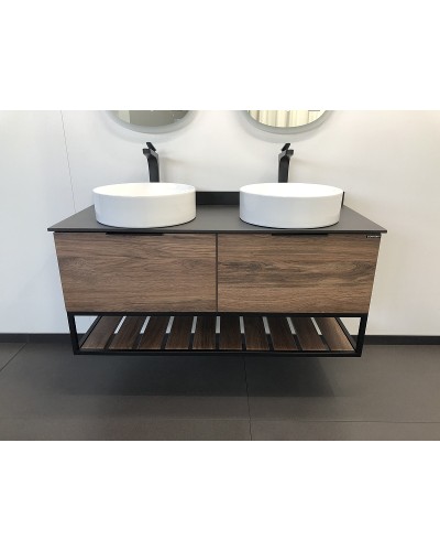 Тумба с раковинами Comforty Порто 120-2 00-00001287 подвесная Дуб темно-коричневый