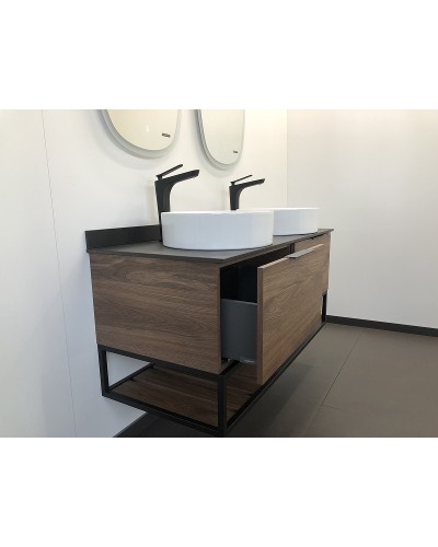 Тумба с раковинами Comforty Порто 120-2 00-00001287 подвесная Дуб темно-коричневый