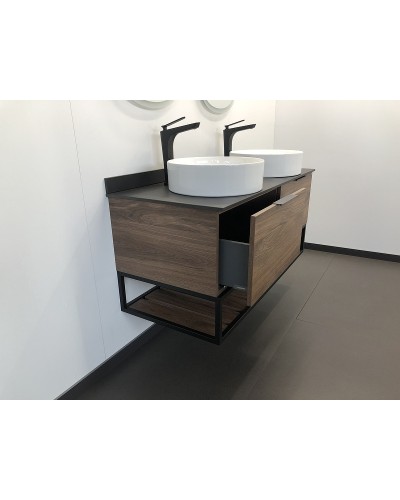 Тумба с раковинами Comforty Порто 120-2 00-00001287 подвесная Дуб темно-коричневый