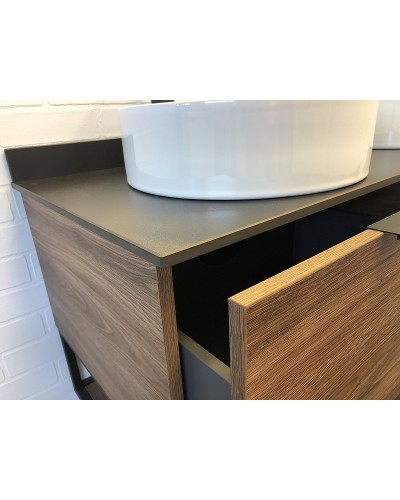 Тумба с раковинами Comforty Порто 120-2 00-00001287 подвесная Дуб темно-коричневый