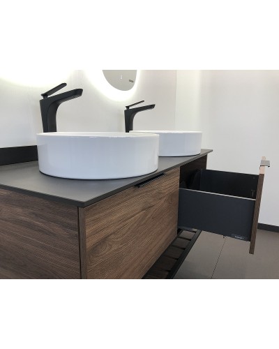 Тумба с раковинами Comforty Порто 120-2 00-00001287 подвесная Дуб темно-коричневый