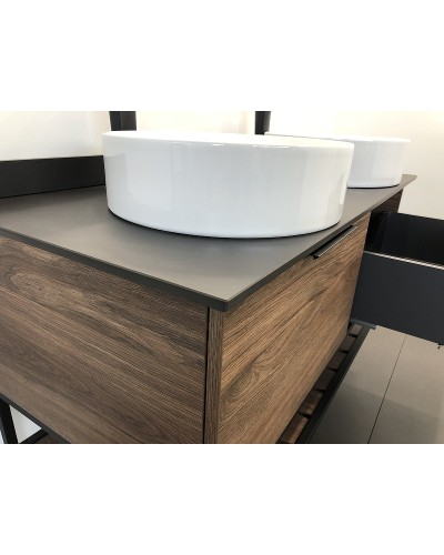 Тумба с раковинами Comforty Порто 120-2 00-00001287 подвесная Дуб темно-коричневый