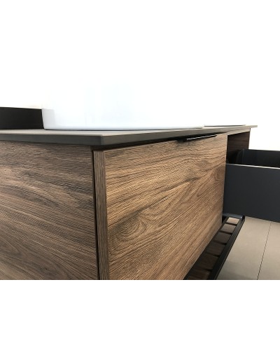 Тумба с раковинами Comforty Порто 120-2 00-00001287 подвесная Дуб темно-коричневый