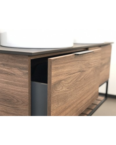 Тумба с раковинами Comforty Порто 120-2 00-00001287 подвесная Дуб темно-коричневый