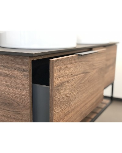 Тумба с раковинами Comforty Порто 120-2 00-00001287 подвесная Дуб темно-коричневый