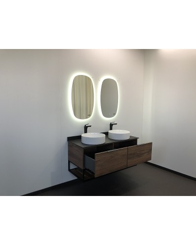 Тумба с раковинами Comforty Порто 120-2 00-00001287 подвесная Дуб темно-коричневый