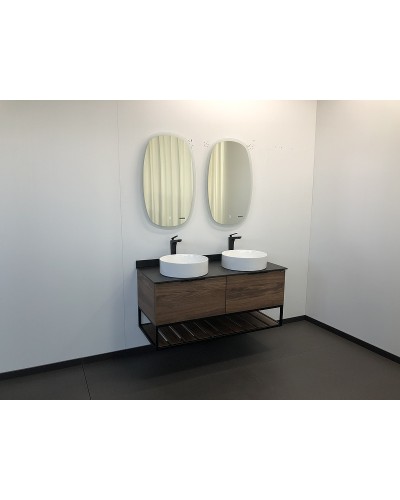 Тумба с раковинами Comforty Порто 120-2 00-00001287 подвесная Дуб темно-коричневый