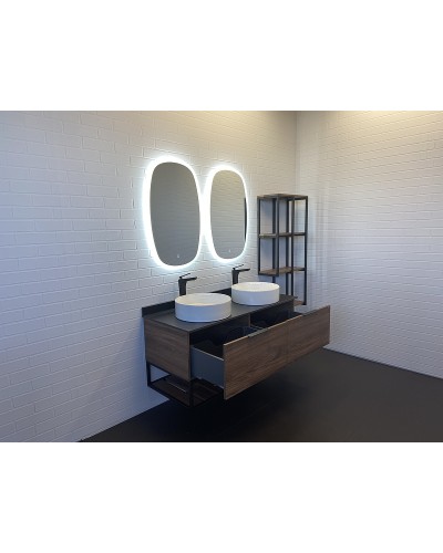 Тумба с раковинами Comforty Порто 120-2 00-00001287 подвесная Дуб темно-коричневый