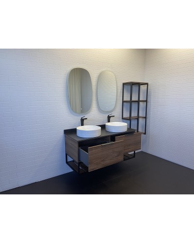 Тумба с раковинами Comforty Порто 120-2 00-00001287 подвесная Дуб темно-коричневый