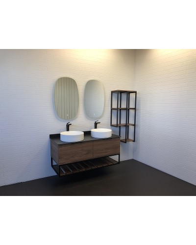 Тумба с раковинами Comforty Порто 120-2 00-00001287 подвесная Дуб темно-коричневый