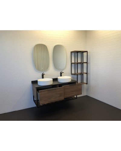 Тумба с раковинами Comforty Порто 120-2 00-00001287 подвесная Дуб темно-коричневый
