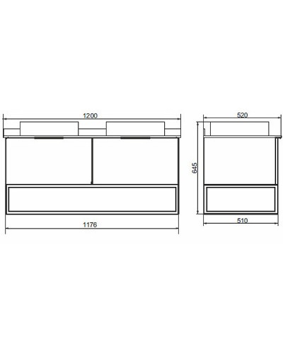 Тумба с раковинами Comforty Порто 120-2 00-00001287 подвесная Дуб темно-коричневый