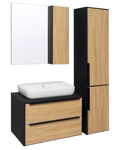 Тумба под раковину Runo Мальта 70 00-00001097 Дуб Черная