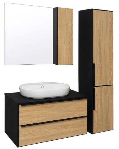 Тумба под раковину Runo Мальта 85 00-00001099 Дуб Черная