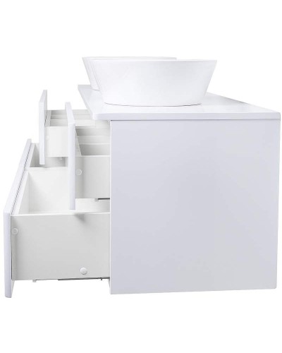 Тумба с раковиной Orange Otto 130 Ot-130TuMDF+B08-360W подвесная Белый глянец