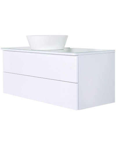 Тумба с раковиной Orange Otto 100 Ot-100TuGLASS+B08-360W подвесная Белый глянец