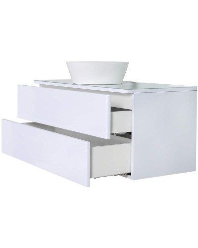 Тумба с раковиной Orange Otto 100 Ot-100TuGLASS+B08-360W подвесная Белый глянец