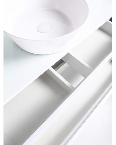 Тумба с раковиной Orange Otto 100 Ot-100TuGLASS+B08-360W подвесная Белый глянец