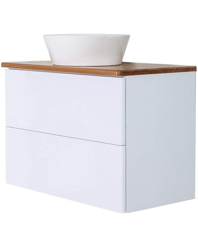 Тумба с раковиной Orange Otto 75 Ot-75TuWOOD+B08-360W подвесная Белая Ясень