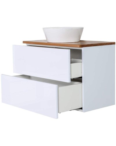 Тумба с раковиной Orange Otto 75 Ot-75TuWOOD+B08-360W подвесная Белая Ясень