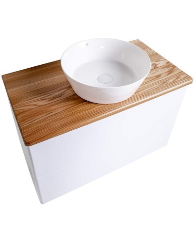 Тумба с раковиной Orange Otto 75 Ot-75TuWOOD+B08-360W подвесная Белая Ясень