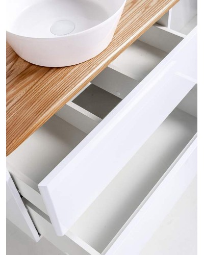 Тумба с раковиной Orange Otto 75 Ot-75TuWOOD+B08-360W подвесная Белая Ясень