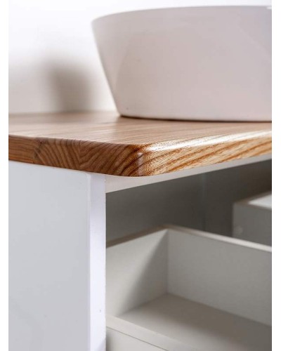 Тумба с раковиной Orange Otto 75 Ot-75TuWOOD+B08-360W подвесная Белая Ясень