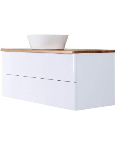 Тумба с раковиной Orange Otto 100 Ot-100TuWOOD+B08-360W подвесная Белая Ясень