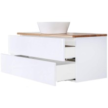 Тумба с раковиной Orange Otto 100 Ot-100TuWOOD+B08-360W подвесная Белая Ясень