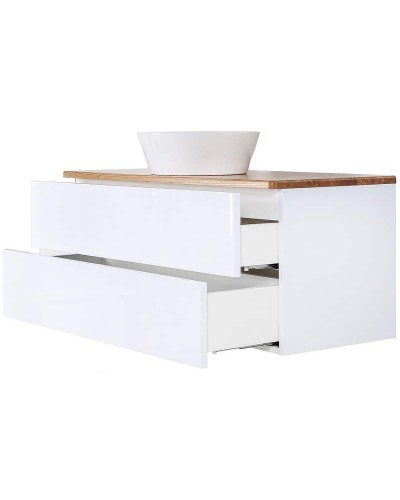 Тумба с раковиной Orange Otto 100 Ot-100TuWOOD+B08-360W подвесная Белая Ясень