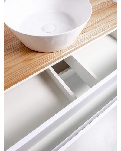 Тумба с раковиной Orange Otto 100 Ot-100TuWOOD+B08-360W подвесная Белая Ясень