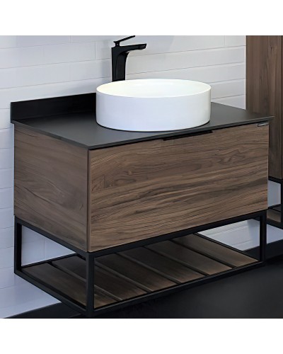Тумба с раковиной Comforty Порто 75 00-00008926 подвесная Дуб темно-коричневый