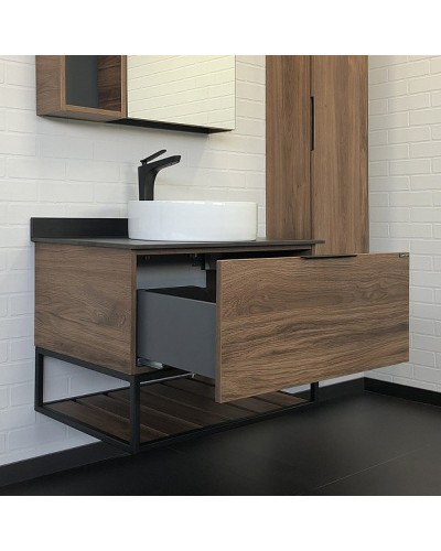 Тумба с раковиной Comforty Порто 75 00-00008926 подвесная Дуб темно-коричневый