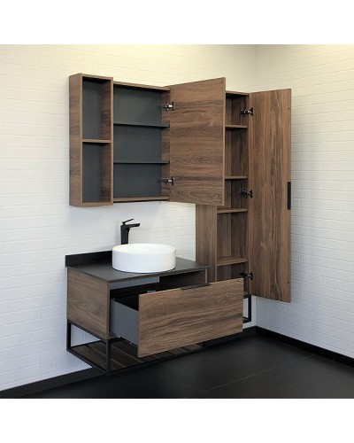 Тумба с раковиной Comforty Порто 75 00-00008926 подвесная Дуб темно-коричневый