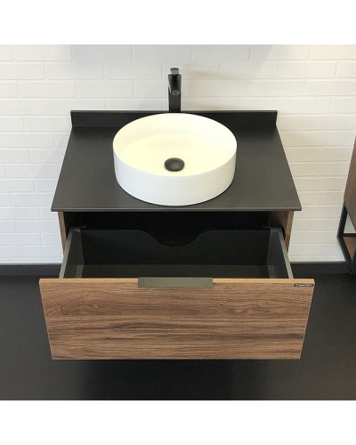 Тумба с раковиной Comforty Порто 75 00-00008926 подвесная Дуб темно-коричневый