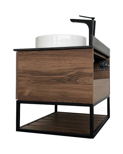 Тумба с раковиной Comforty Порто 75 00-00008926 подвесная Дуб темно-коричневый
