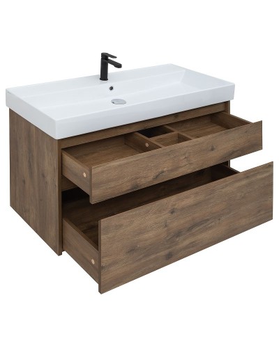 Тумба под раковину Aquanet Nova Lite Slim Synergy 100 249957 подвесная Дуб рустикальный