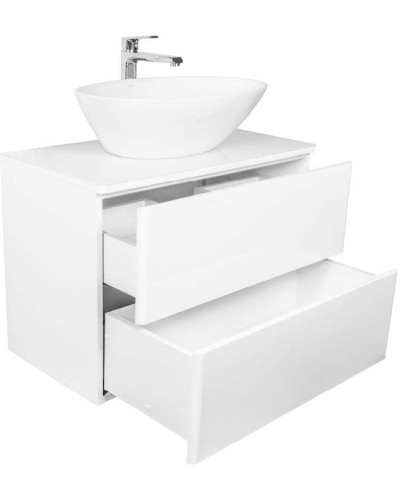 Тумба с раковиной Orange Otto 75 Ot-75TuGLASS+G56 подвесная Белая